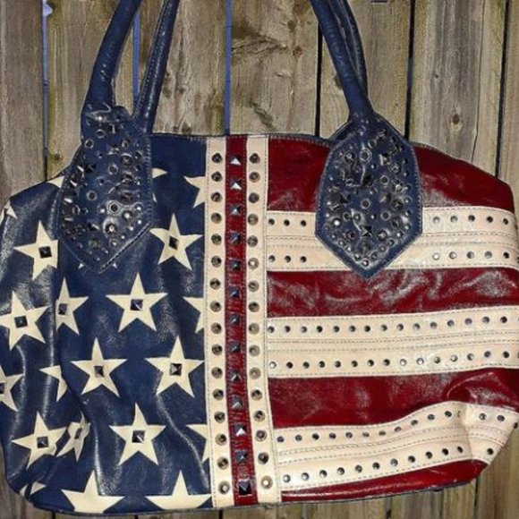 Charming Charlie Studded USA Flag Theme Handbag